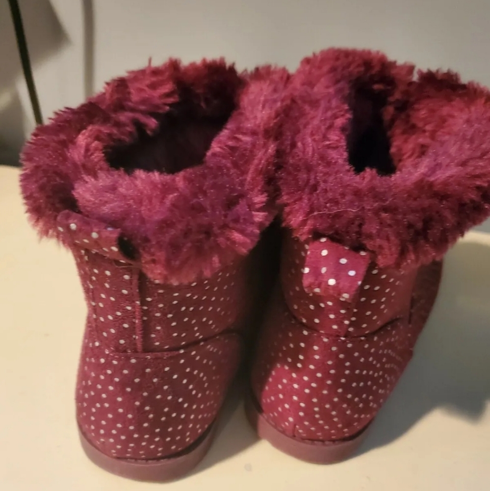 Cat & Jack Big Girls/Women's sz 5 maroon/burgundy boots w/ silver dots. Nwot. - Picture 3 of 5